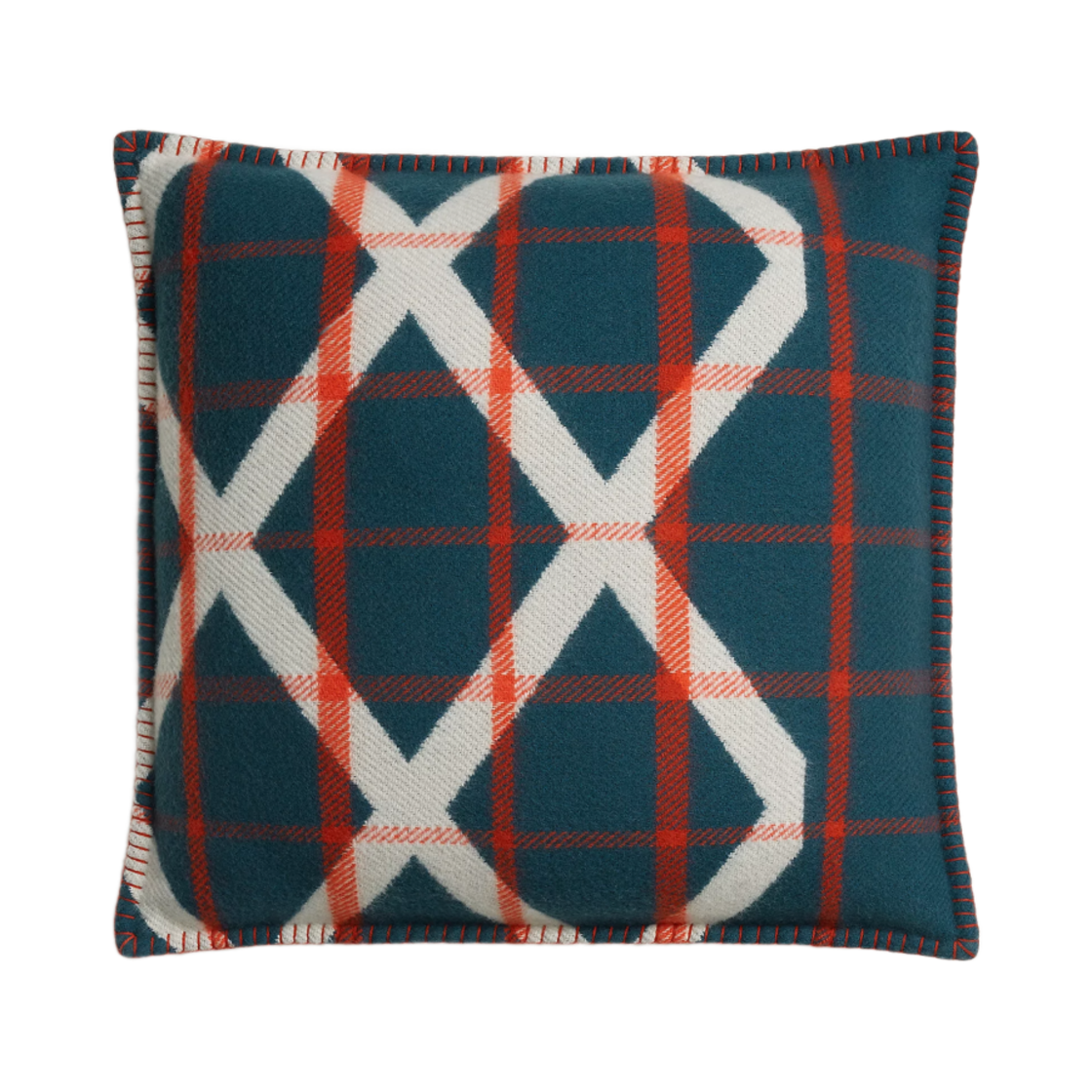 H103873M01 Hermes Entrelacs Tisse Pillow Merino Wool Outremer