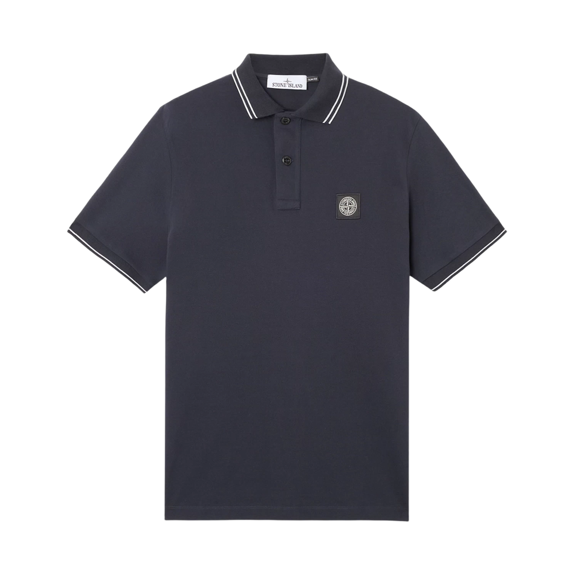 스톤 아일랜드 2200007 95% 오가닉 코튼 / 5% 엘라스테인 피케 슬림 핏 숏슬리브 폴로 셔츠 스트라이프 디테일 네이비 블루 - 25FW(Stone Island 2200007 95% Organic Cotton / 5% Elastane Pique Slim Fit Short-Sleeve Polo Shirt with Striped Details Navy Blue - 25FW) - 1