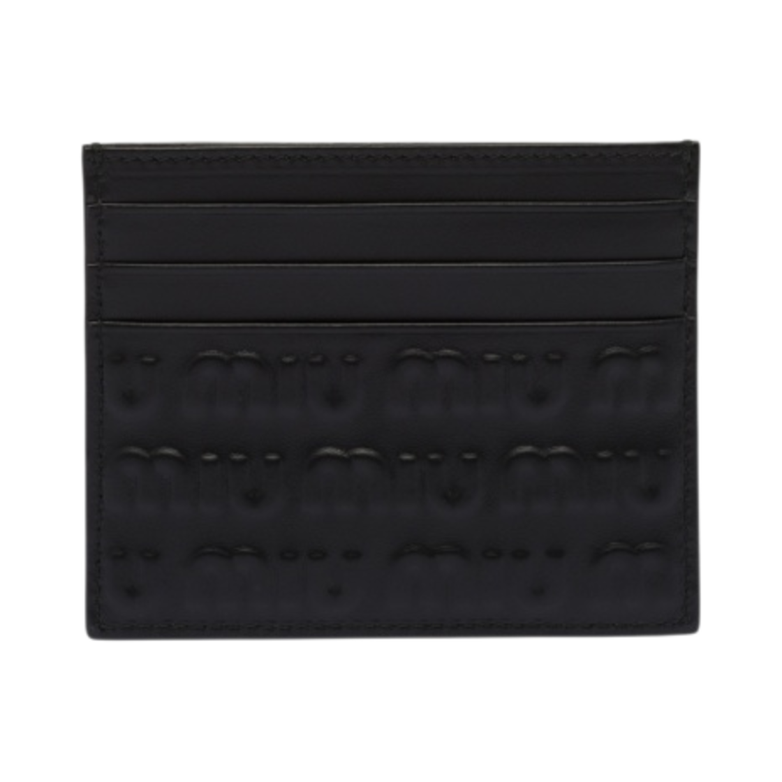 미우 미우 엠보스 로고 모티프 레더 카드 홀더 블랙(Miu Miu Embossed Logo Motif Leather Card Holder Black) - 2