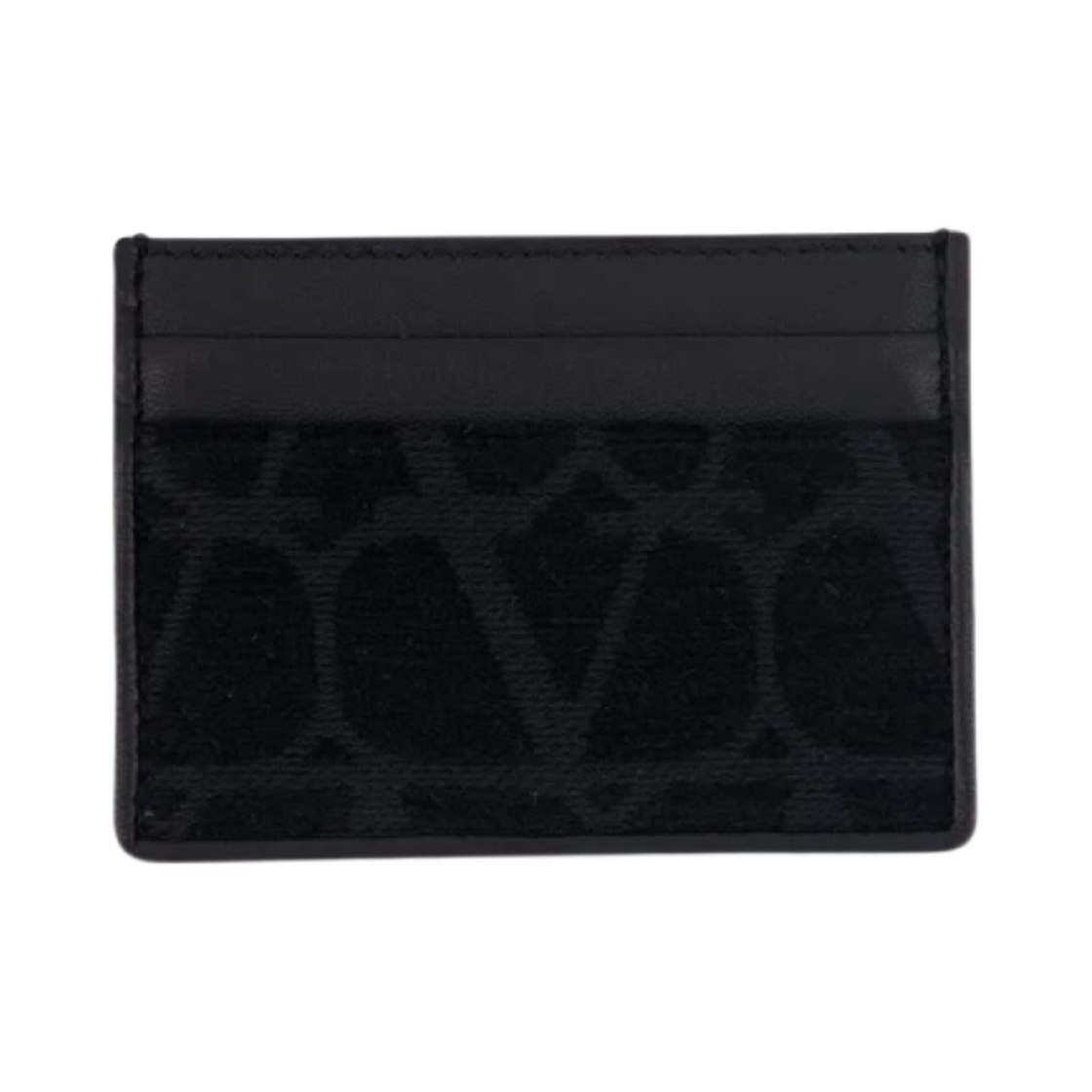 P0T83WAW0NO Valentino Toile Iconographe Leather Details Card Holder Black