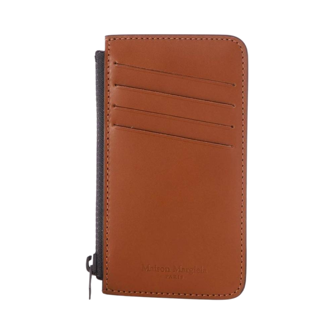 메종 마르지엘라 로고 탭 리플렉티브 레더 카드 홀더 브라운 | Maison Margiela | KREAM