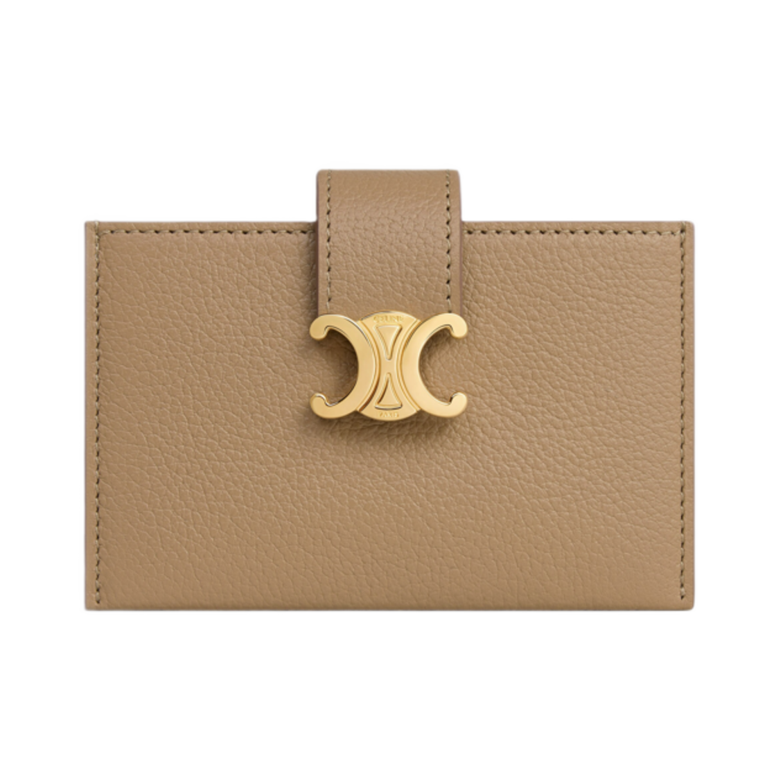 10N843GHH-18AE Celine Accordeon Card Holder in Supple Grained Calfskin Smoked Brown