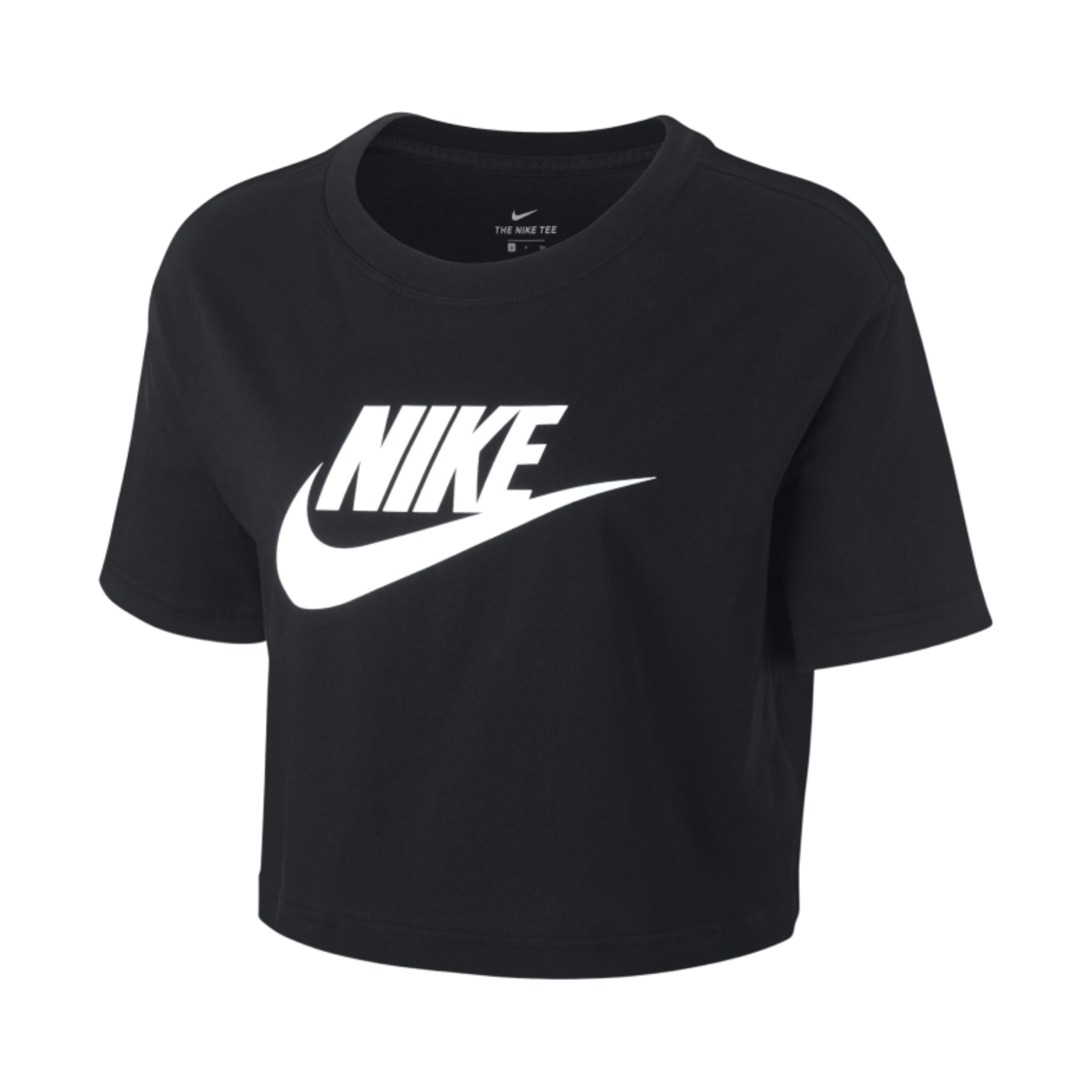 (W) 나이키 NSW 에센셜 크롭 숏슬리브 티셔츠 블랙 - 아시아
