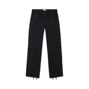 Stone Island 3100022 Mil-Spec Stretch Ripstop-TC Loose Fit Cargo Trousers with Drawstring Cuffs Black - 25SS