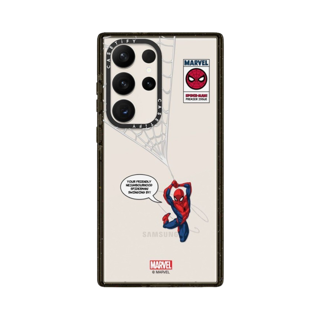 케이스티파이 x 마블 갤럭시 스파이더맨 스윙 임팩트 케이스 클리어 블랙(Casetify x Marvel Galaxy Spider-Man Swinging Impact Case Clear Black) - 1