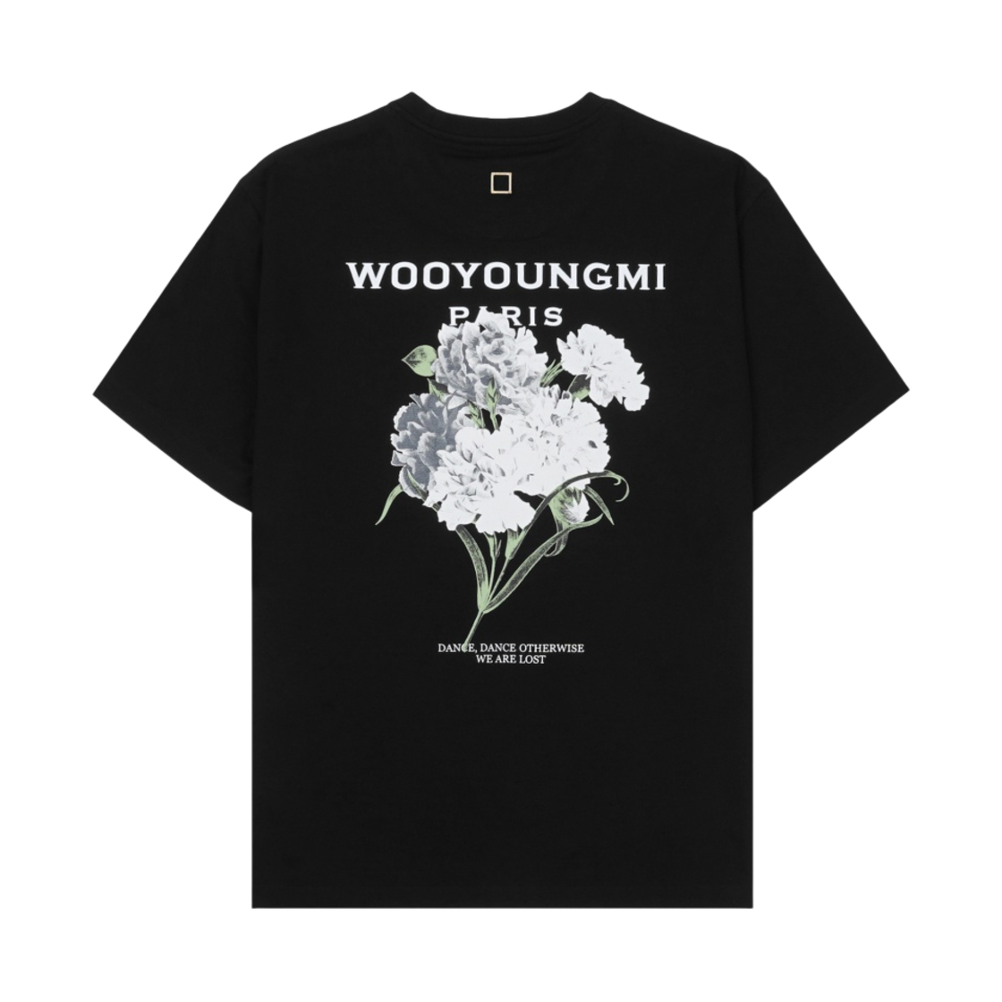 우영미 플라워 프린트 백로고 티셔츠 블랙 - 21SS(Wooyoungmi Flower Print Back Logo T-Shirt Black - 21SS)