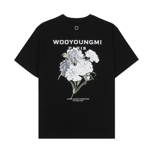 Wooyoungmi Flower Print Back Logo T-Shirt Black - 21SS