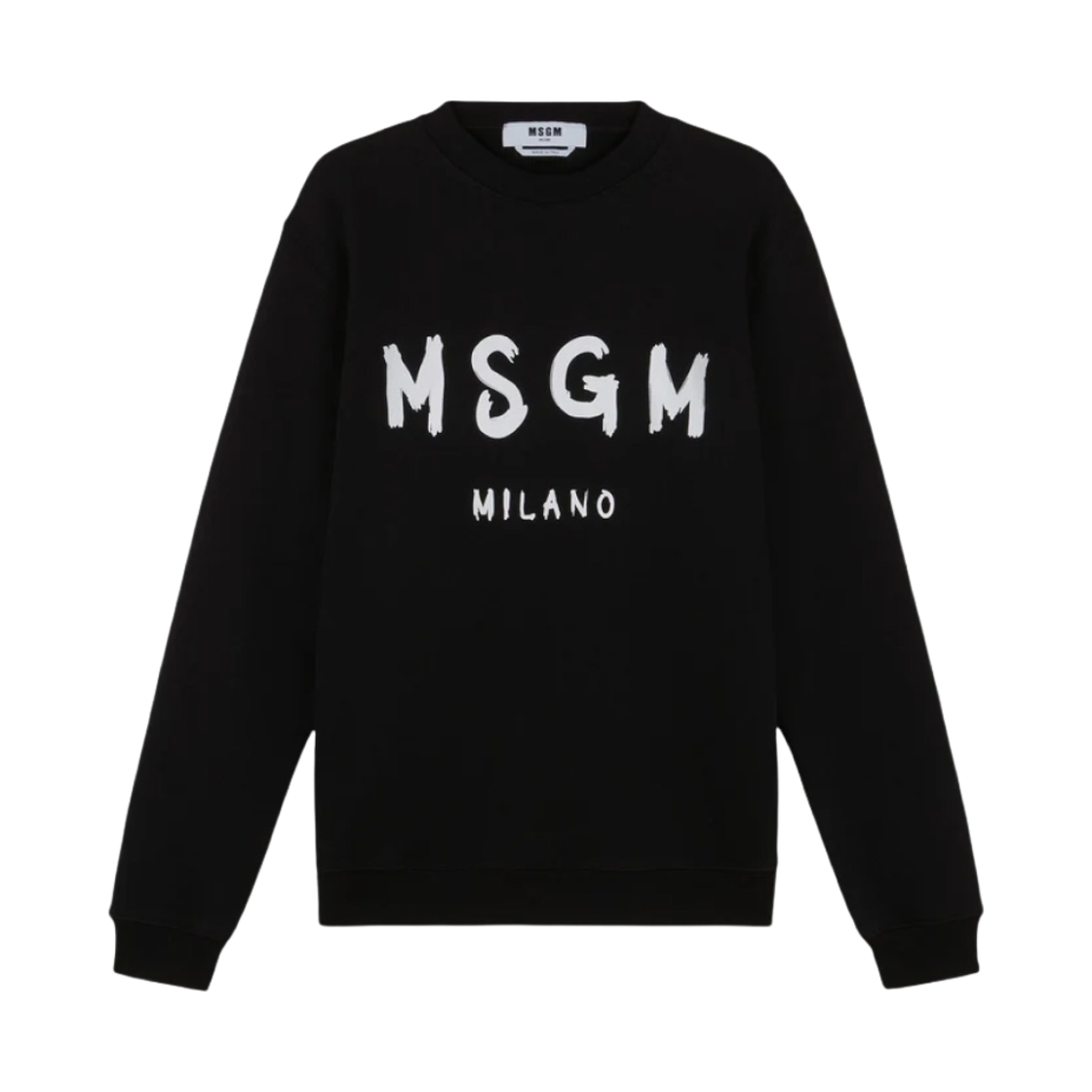 2000MM513-200001-99 MSGM Long Sleeved Cotton Sweatshirt with Brushed Logo Black