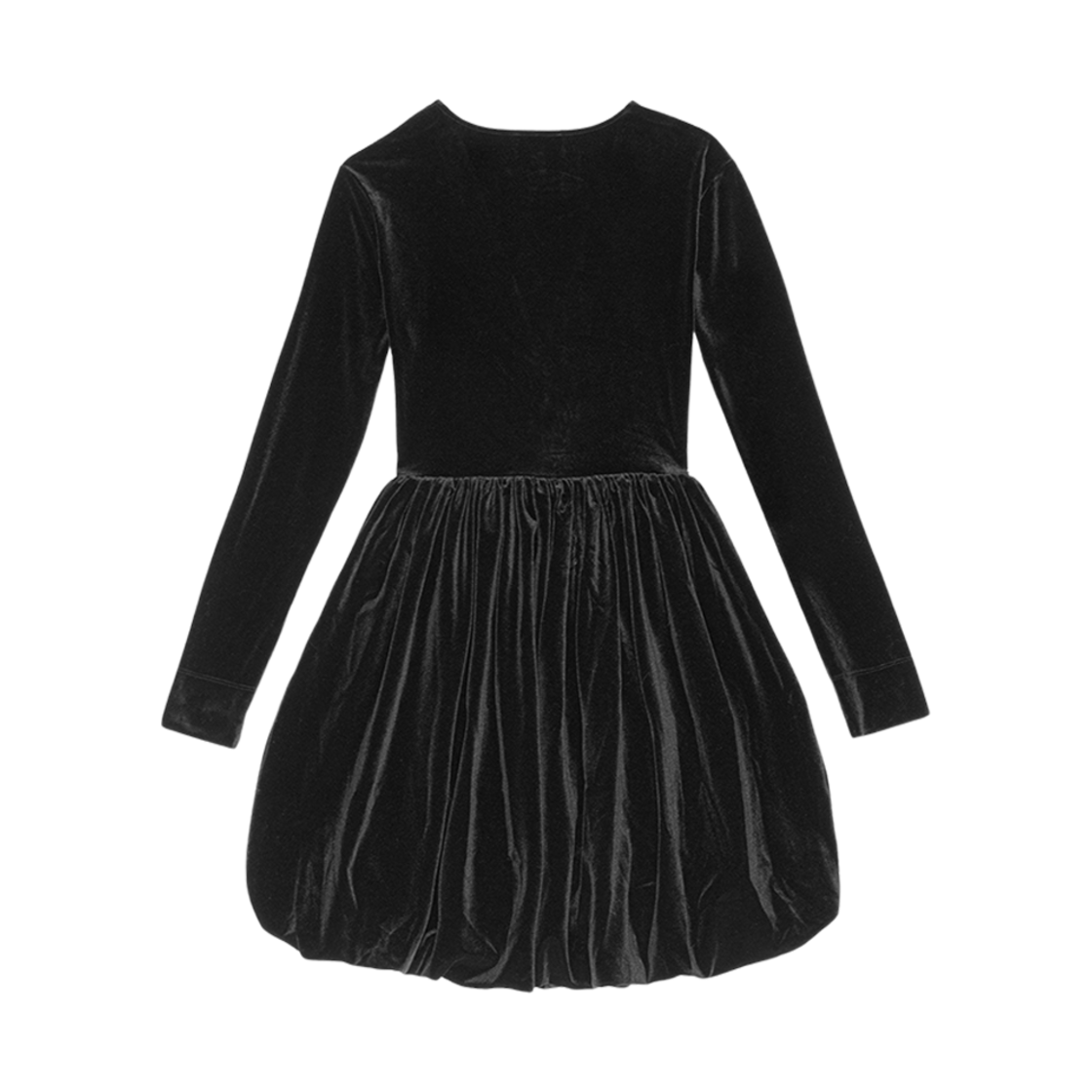 (W) 가니 벨벳 저지 벌룬 미니 드레스 블랙((W) Ganni Velvet Jersey Balloon Mini Dress Black) - 2