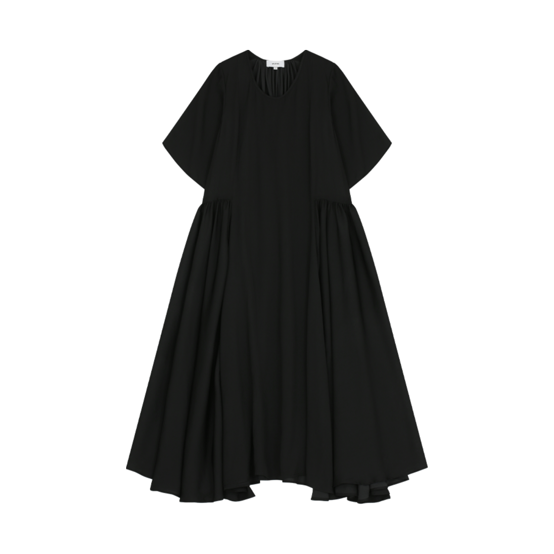 252-2907-01 VIS A VIS Half Sleeved Side Gathered Dress Black