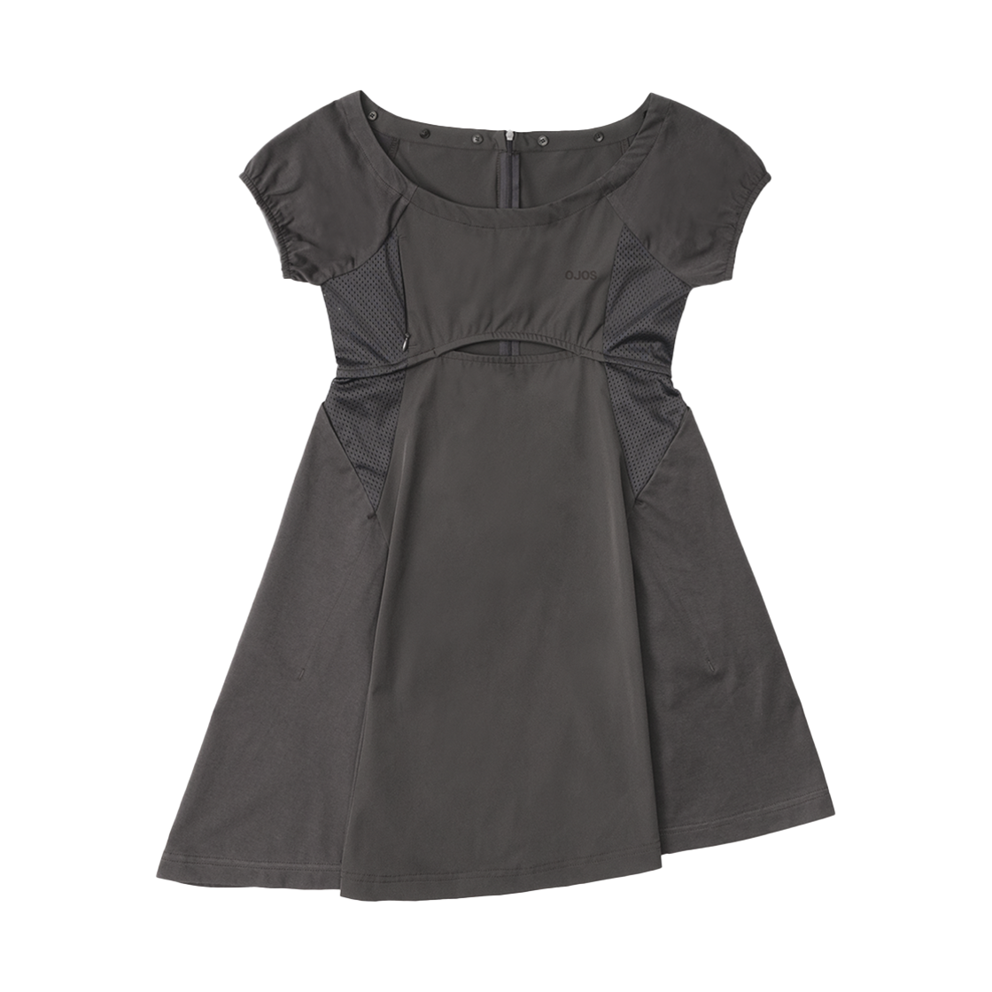 오호스 캡슬리브 슬릿 미니 드레스 차콜