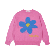 The Museum Visitor Flower Jacquard Summer Knit Pink
