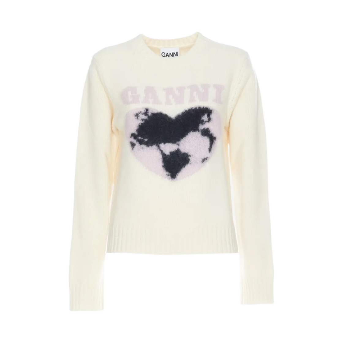 (W) 가니 그래픽 소프트 울 로고 스웨터 에그렛((W) Ganni Graphic Soft Wool Logo Sweater Egret)