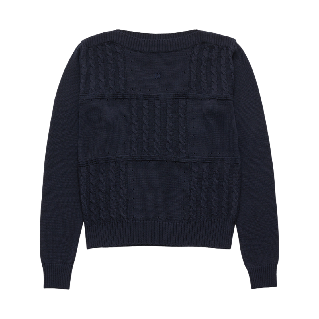 파르벵 샘 그리드 케이블 니트 네이비