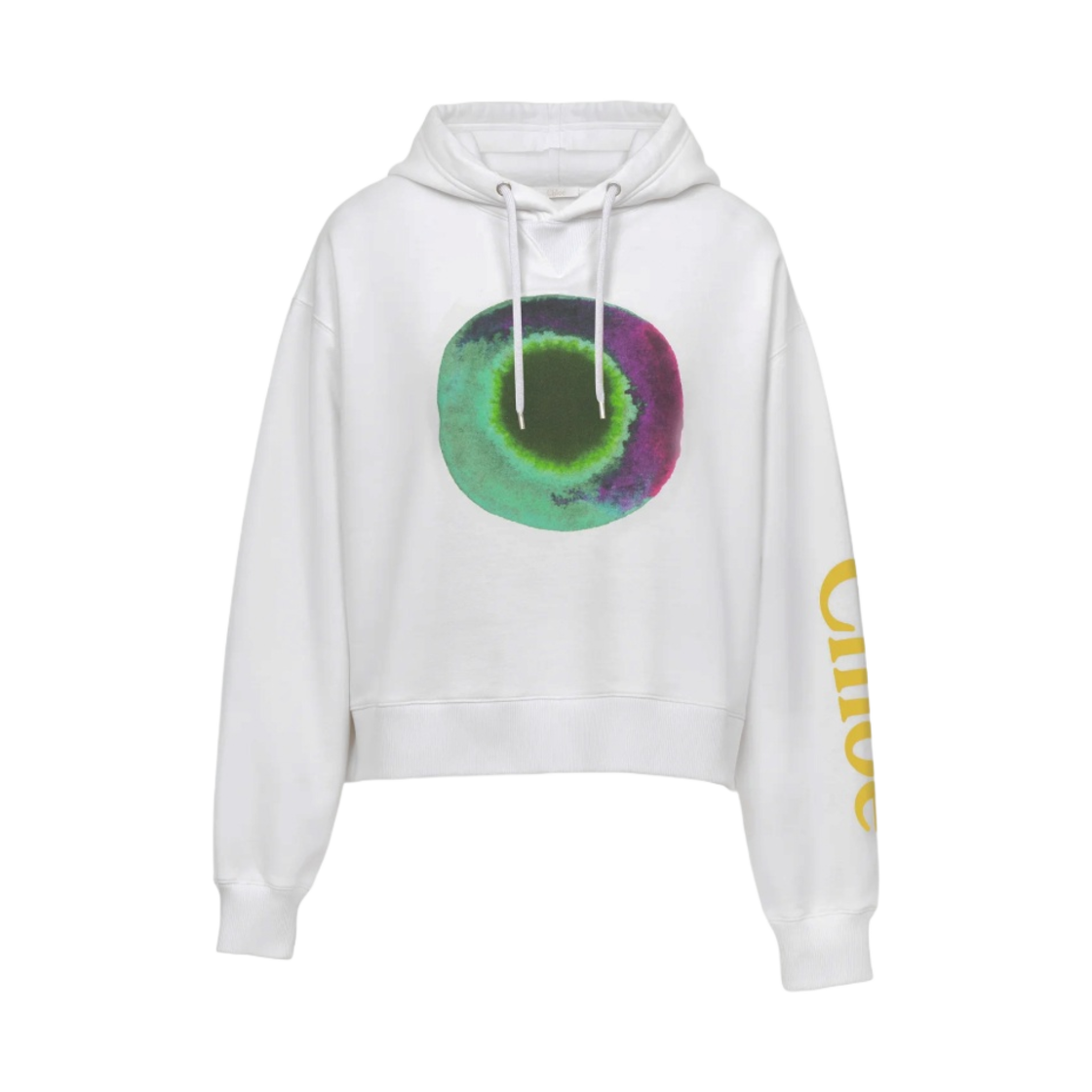 (W) 끌로에 프린티드 후드 스웨터 화이트 그린((W) Chloe Printed Hooded Sweater White Green) - 1