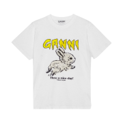 (W) Ganni Relaxed Bunny T-Shirt Bright White