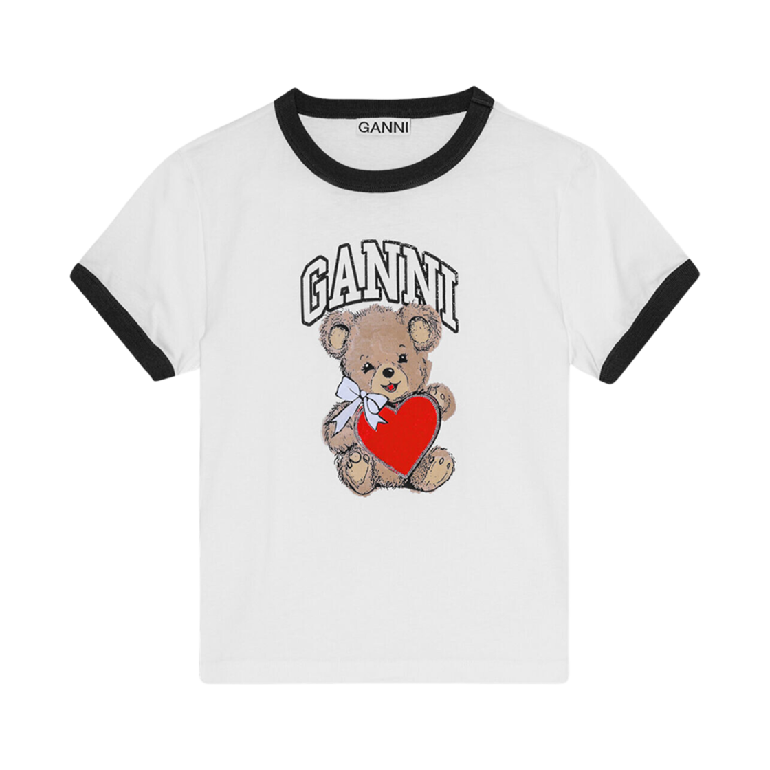 (W) 가니 베이직 저지 베어 티셔츠 화이트((W) Ganni Basic Jersey Bear T-Shirt White)
