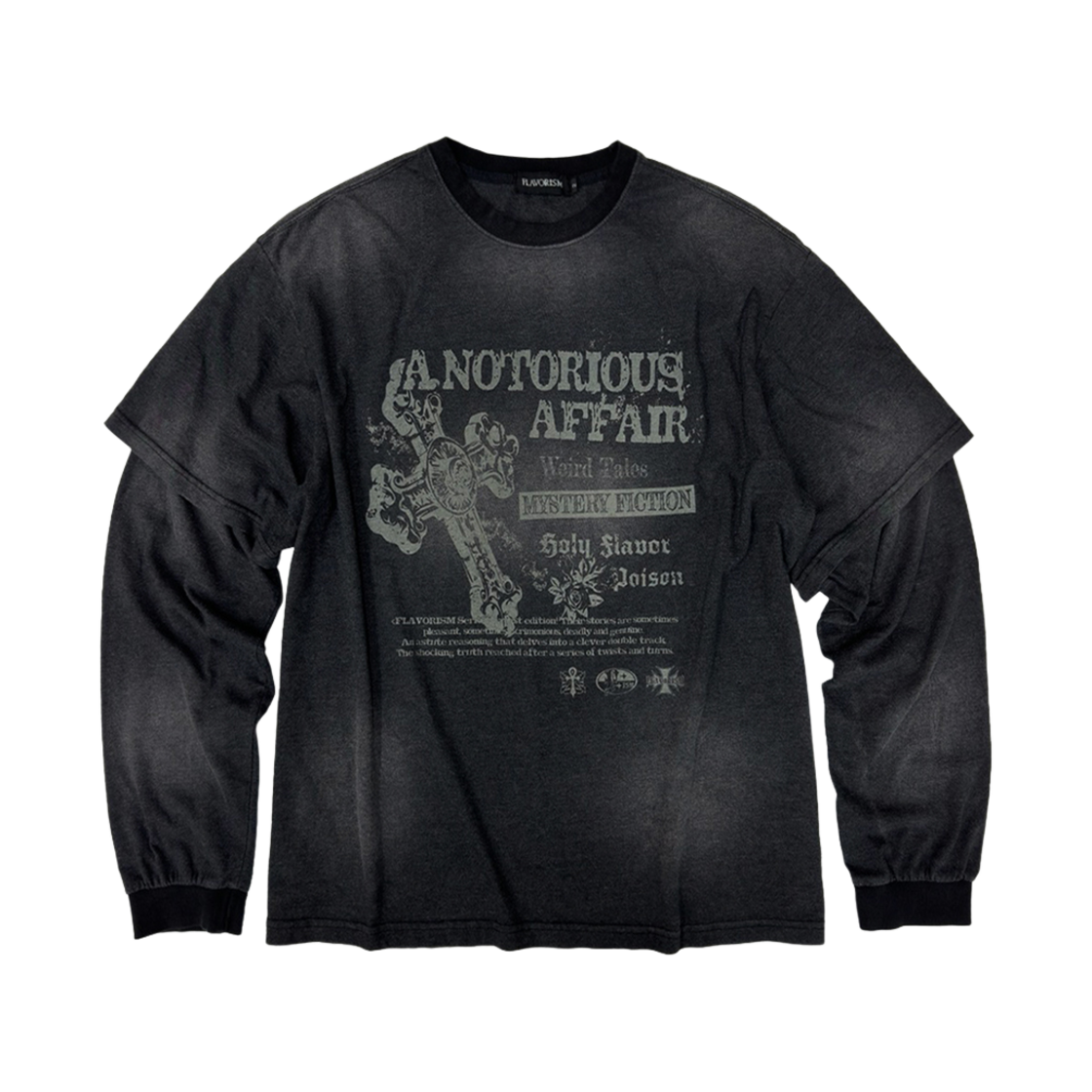 플레이버리즘 픽션 레이어드 롱 슬리브 블랙(Flavorism Fiction Layered Long Sleeve (TT0084) Black)