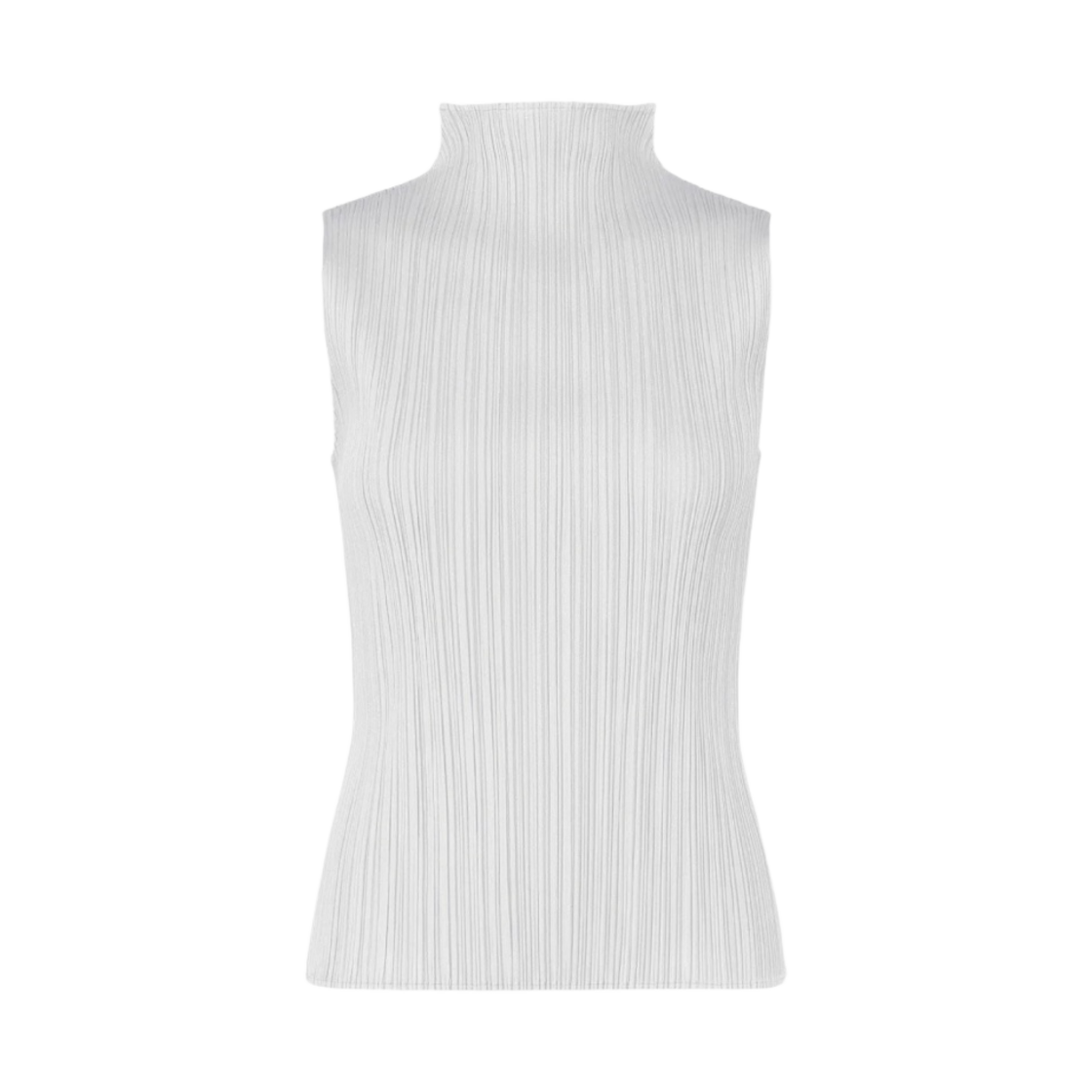 (W) 플리츠 플리즈 이세이 미야케 베이직 하이넥 베스트 탑 라이트 그레이((W) Pleats Please Issey Miyake Basics High-Neck Vest Top Light Grey)