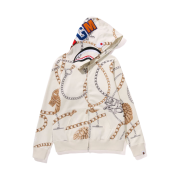 (W) BAPE Jewels Shark Full Zip Hoodie Ivory