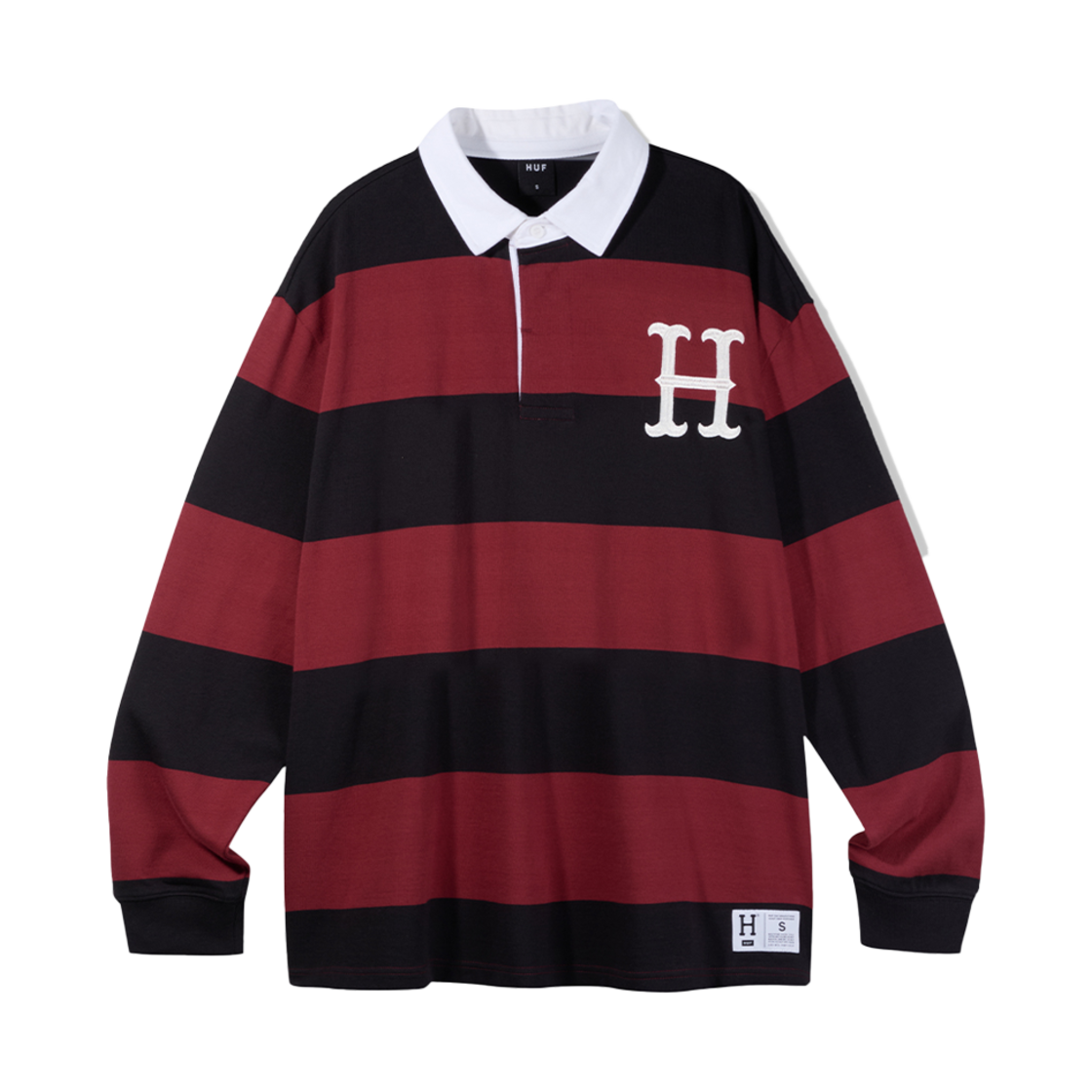 HC3ULSV02BGD HUF H Logo Rugby Tee Burgundy/Black
