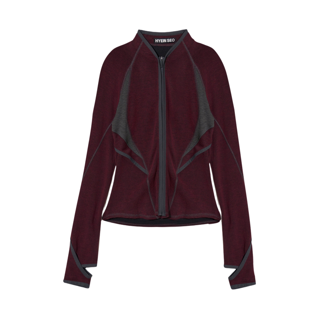 (W) 혜인 서 슬래쉬 집 탑 버건디((W) Hyein Seo Slashed Zip Top Burgundy)