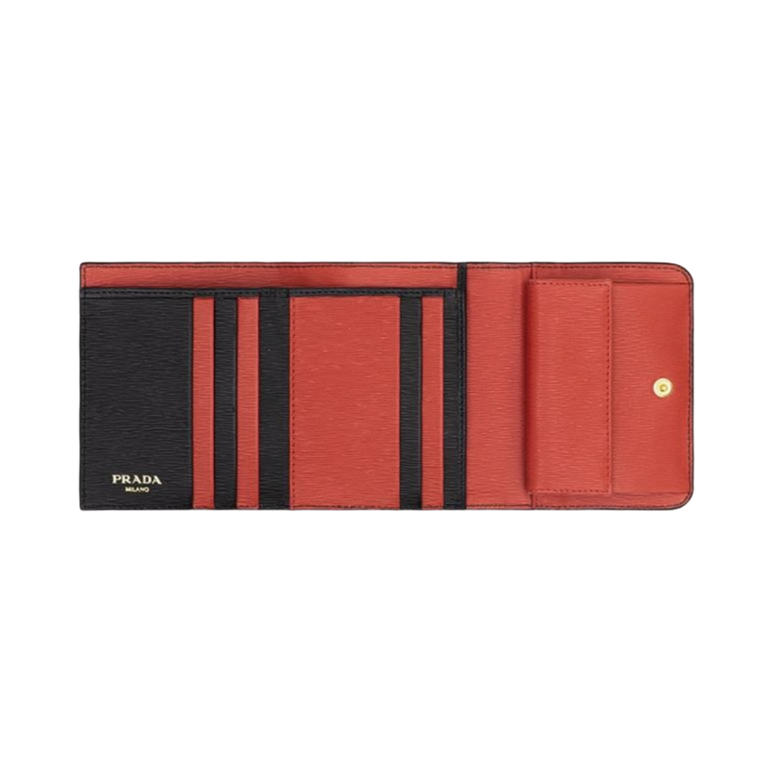 프라다 비텔로 무브 바이컬러 트라이폴드 반지갑 블랙 레드(Prada Vitello Move Bicolor Tri-Fold Wallet Black Red) - 2