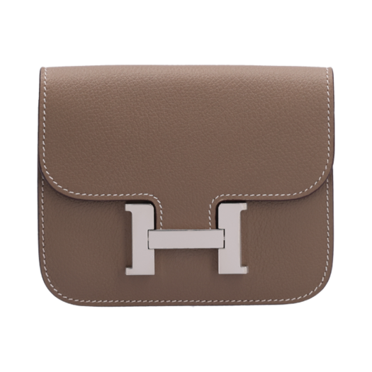 H082214CK Hermes Constance Slim Wallet in Evercolor Calfskin with Palladium Hardware