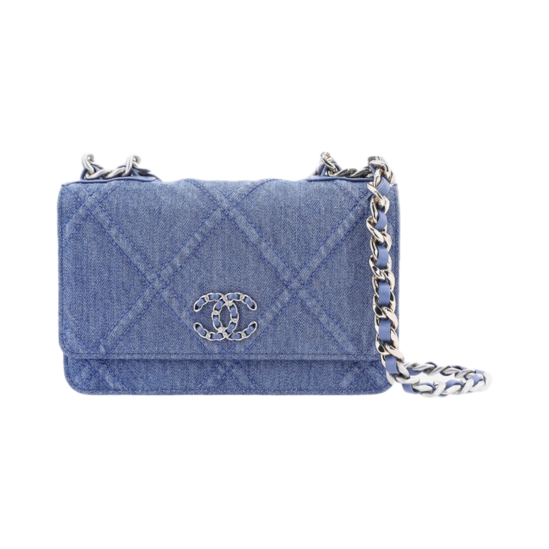샤넬 19 체인 지갑 프린티드 데님 & 골드 메탈 블루(Chanel 19 Wallet On Chain Printed Denim & Gold Blue) - 1