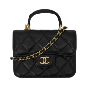 Chanel Flap Coin Purse with Chain Lambskin & Gold Black