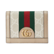 Gucci Ophidia GG Card Case Wallet Beige White