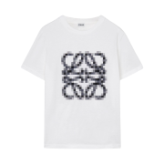 (W) Loewe Anagram Pixellated T-Shirt in Cotton Jersey White