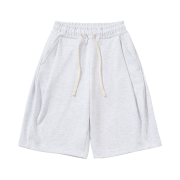 Knitted Bermuda Traning Half Pants Melange White