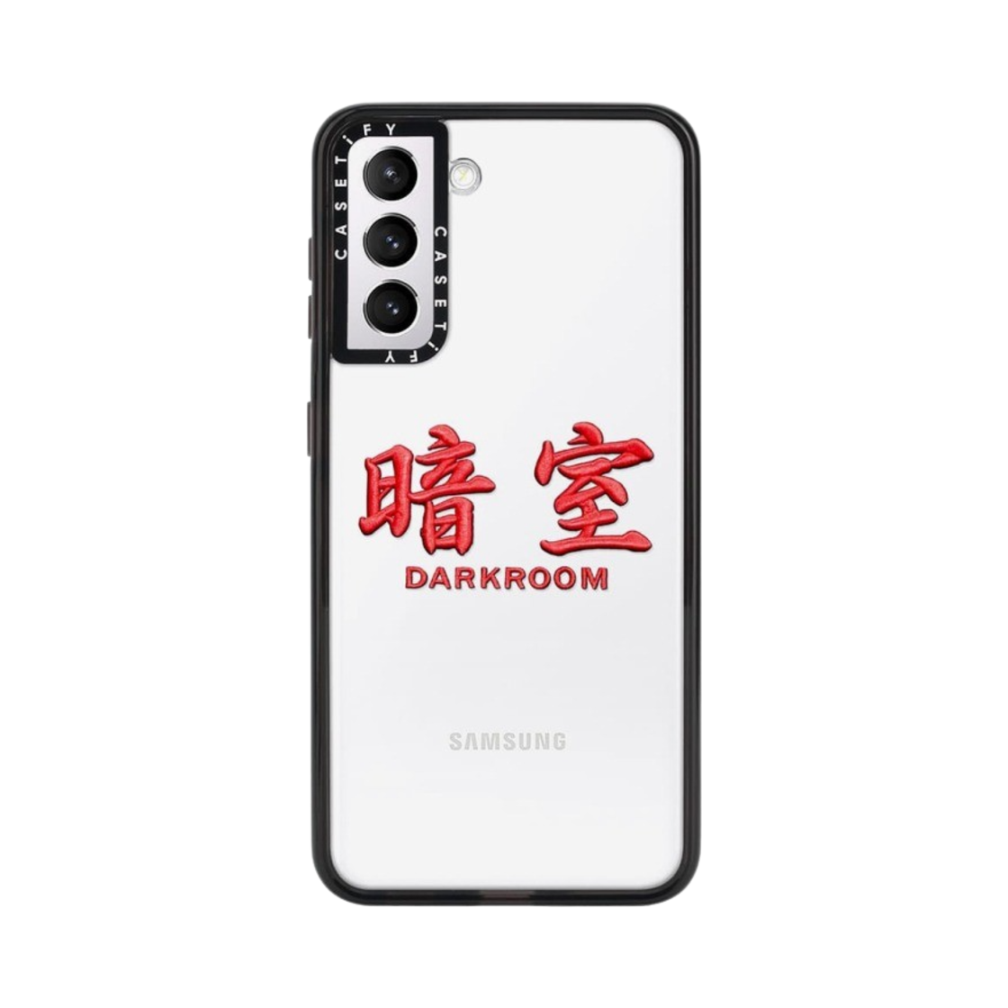 케이스티파이 x 다크룸 스튜디오 레드 스티치 로고 임팩트 갤럭시 케이스 클리어 블랙(Casetify x Darkr8m Studio Red Stitch Logo Impact Galaxy Case Clear Black) - 3