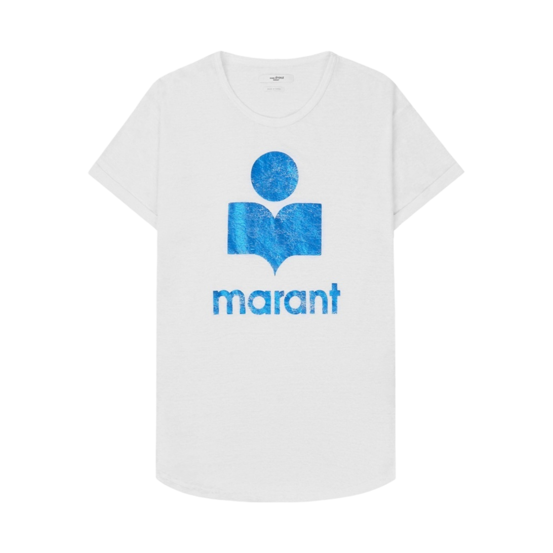 TS0299-22P059E-BUWE (W) Isabel Marant Koldi Linen Logo T-Shirt Blue White - 22SS