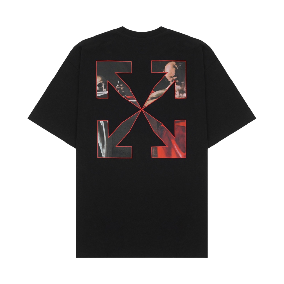 오프화이트 카라바지오 페인팅 오버 숏슬리브 티셔츠 블랙(Off-White Caravaggio Painting Over S/S T-Shirt Black)