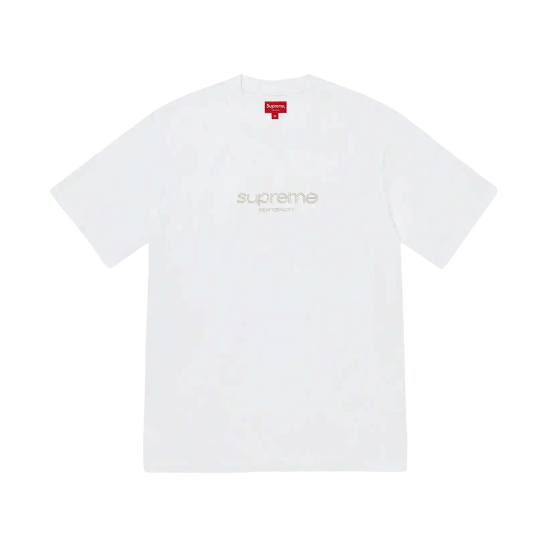 슈프림 비디드 로고 숏슬리브 탑 화이트 - 22SS(Supreme Beaded Logo S/S Top White - 22SS) - 1