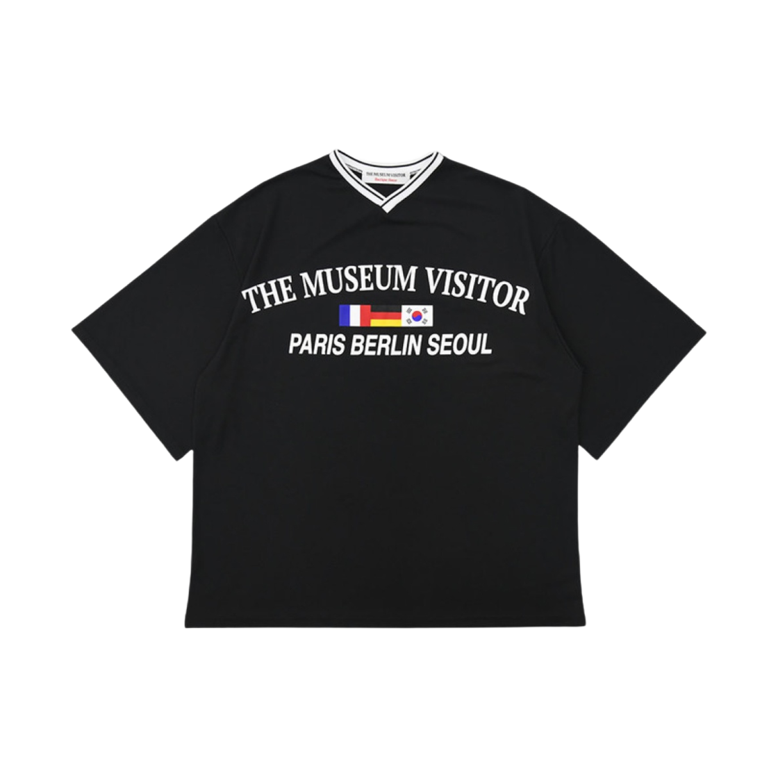 더뮤지엄비지터 파리 베를린 서울 저지 티셔츠 블랙(The Museum Visitor Paris Berin Seoul Jersey T-Shirt Black)