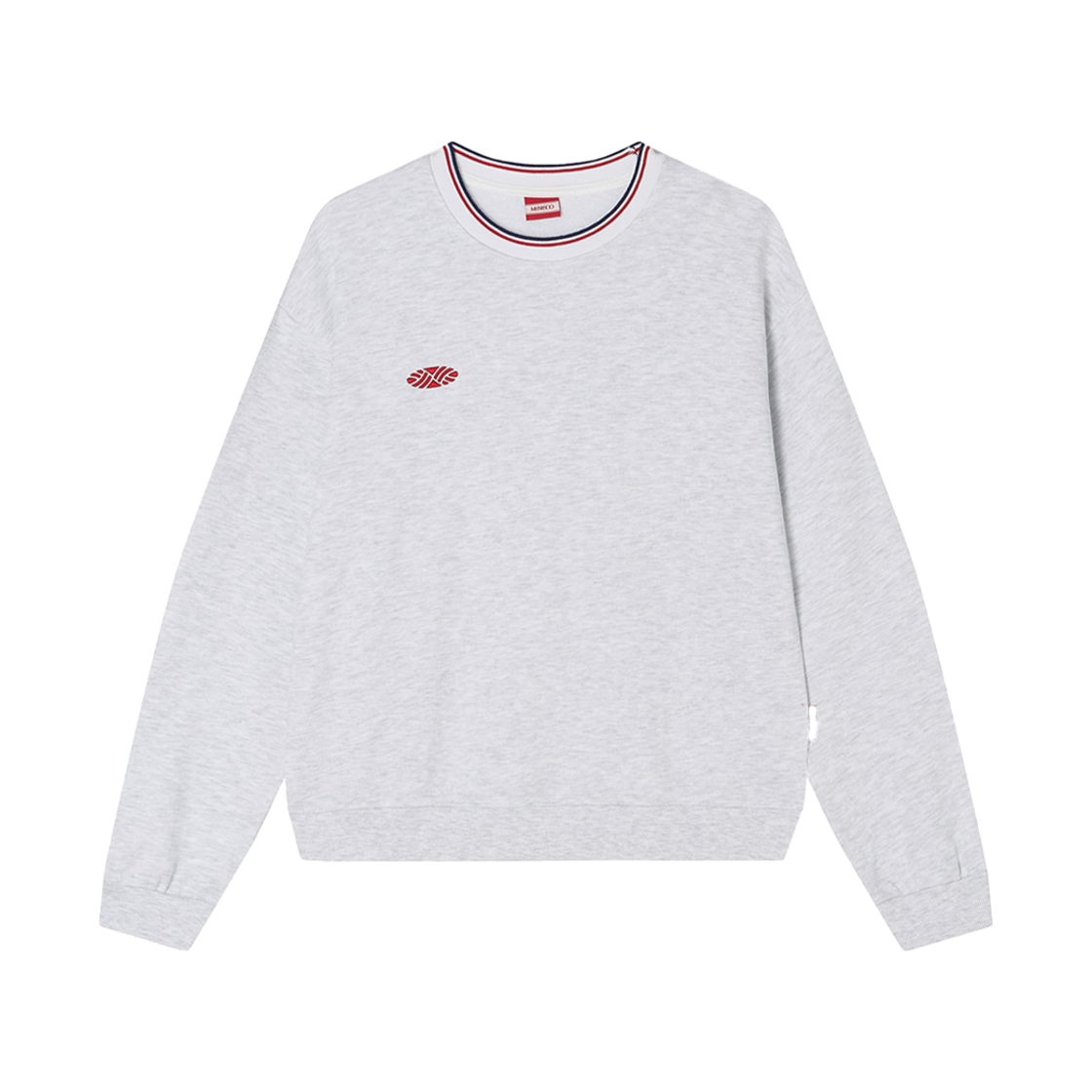 MTM-RDN-TR-MWH Menasoo Track Volume Point Round Sweatshirt Melange White