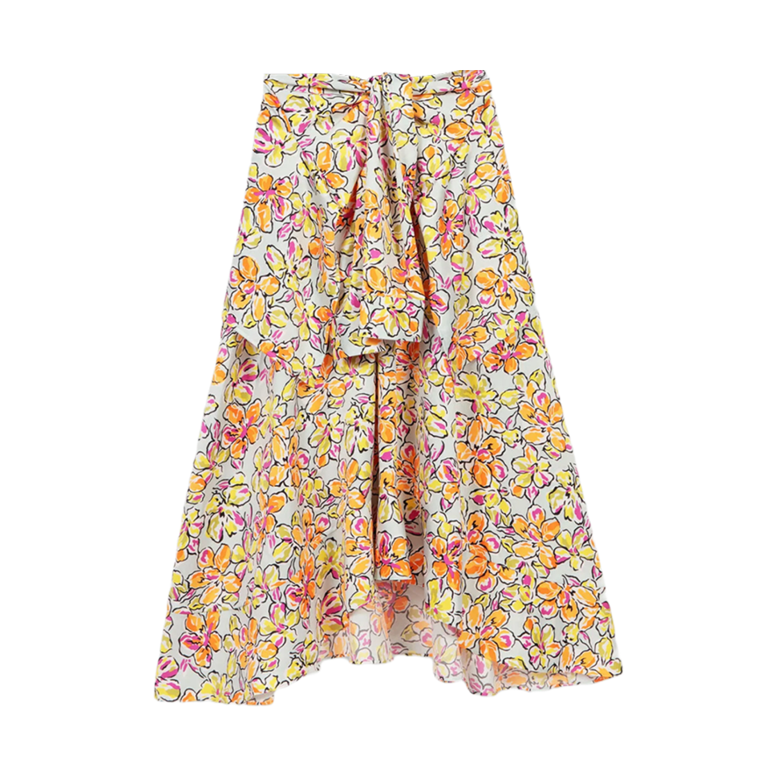(W) 마쥬 노티드 드레스 플로럴 프린트 히비스커스 오렌지((W) Maje Knotted Dress with Floral Print Hibiscus Orange)