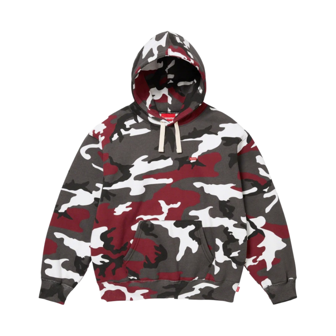 슈프림 스몰 박스 드로우코드 후드 스웨트셔츠 레드 카모 - 23FW
