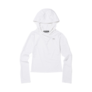 (W) Mischief Hooded Shirring Overlap Top White