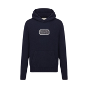 Dior Cashmere Jersey Hooded Sweatshirt Blue