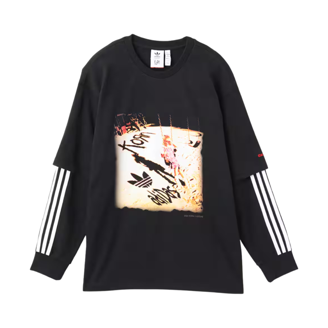 아디다스 x 콘 롱슬리브 티셔츠 블랙 - KR 사이즈(Adidas x KoRn Long Sleeve T-Shirt Black - KR Sizing) - 1