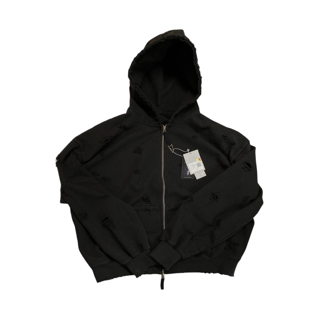 언더마이카 오터 오버사이즈 데미지 워시드 후드 집업 세피아 - 22FW