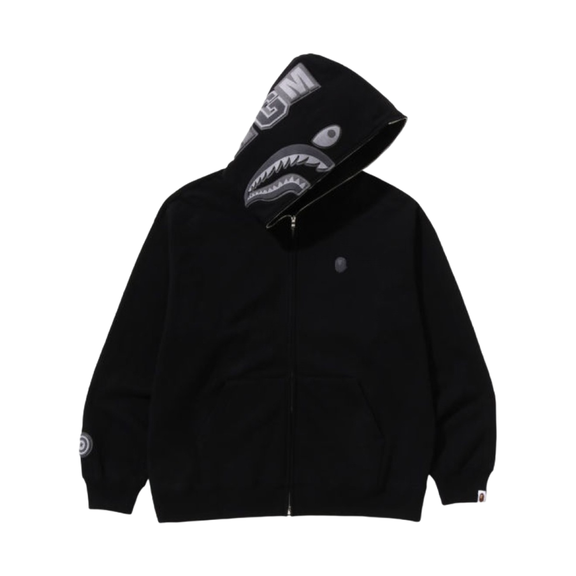 베이프 에이프 헤드 원 포인트 샤크 집업 후드 블랙(BAPE Ape Head One Point Shark Zip Hoodie Black)