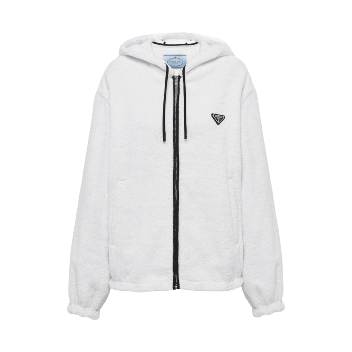 (W) 프라다 테리 클로스 지퍼 후드 화이트((W) Prada Terry Cloth Zip Hoodie White) - 1