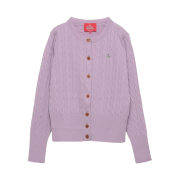 (W) Vivienne Westwood Red Label Wool Cable Crew Neck Cardigan Purple