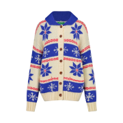 Greenbutter Women Snowflake Alpaca Cowichan Cardigan Cream