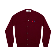 Play Comme des Garcons Double Heart Cardigan Burgundy